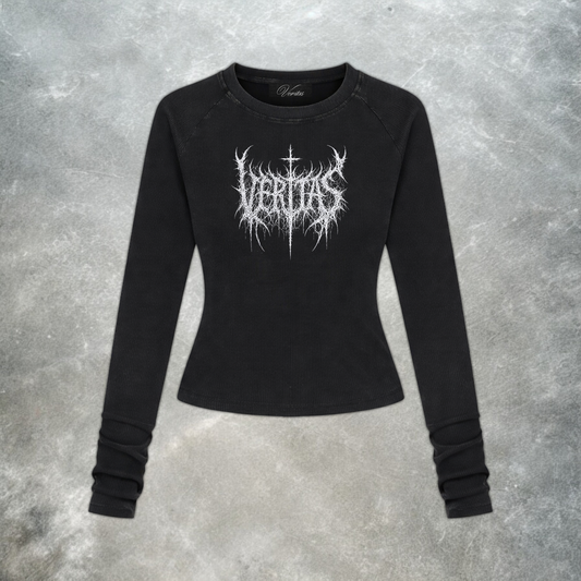 BLACK METAL BODYCON LONG-SLEEVE