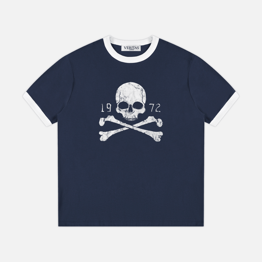 NAVY SKULL RINGER - VERITAS