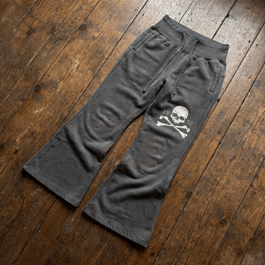Veritas grey skull flare joggers with graphic print